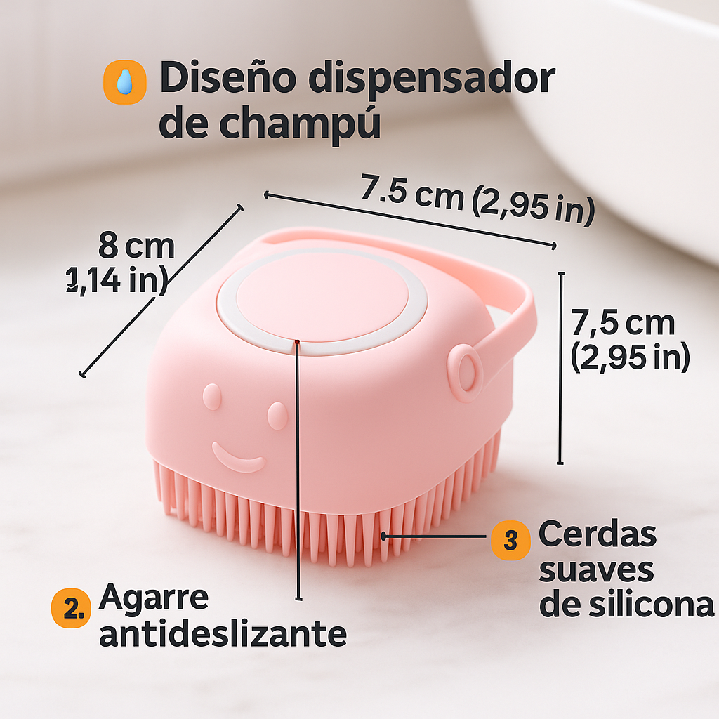 Mizkotas - Cepillo Silicona 2 en 1 con Dispensador de Champú para Mascotas