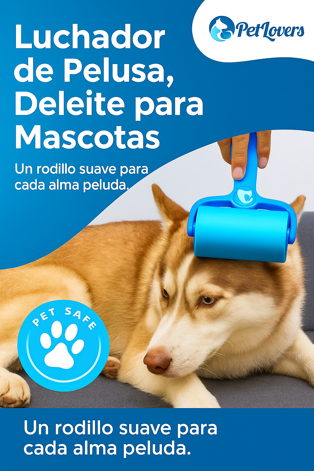 Mizkotas Petlovers Ezroll - Rodillo Reutilizable Anti pelusas y Polvo 2 en 1