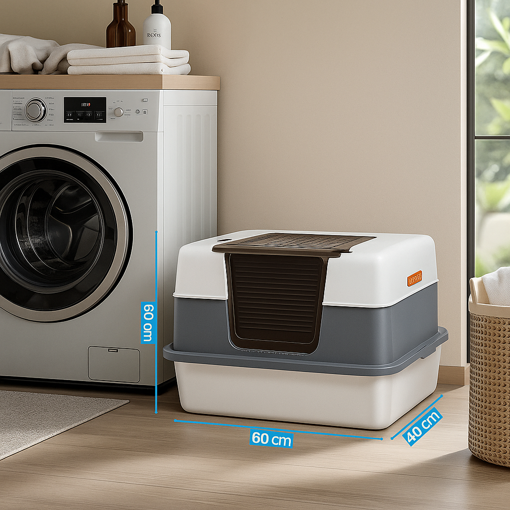 Mizkotas CleanBox Pro – Caja de Arena Inoxidable para Gatos