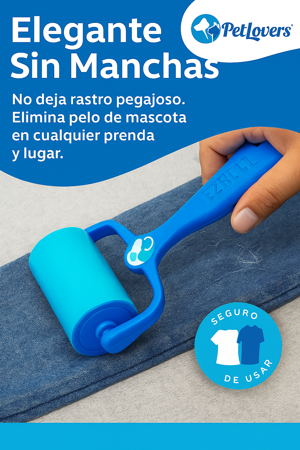 Mizkotas Petlovers Ezroll - Rodillo Reutilizable Anti pelusas y Polvo 2 en 1