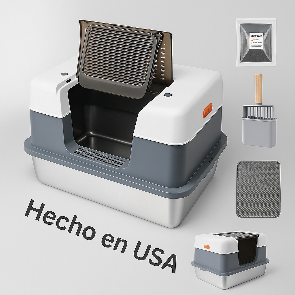 Mizkotas CleanBox Pro – Caja de Arena Inoxidable para Gatos