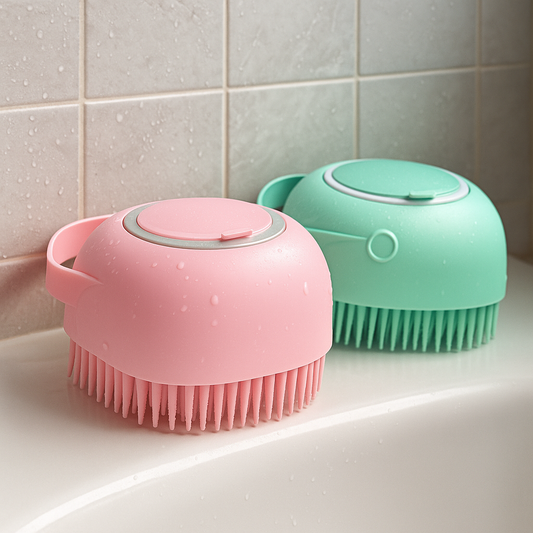 Mizkotas - Cepillo Silicona 2 en 1 con Dispensador de Champú para Mascotas