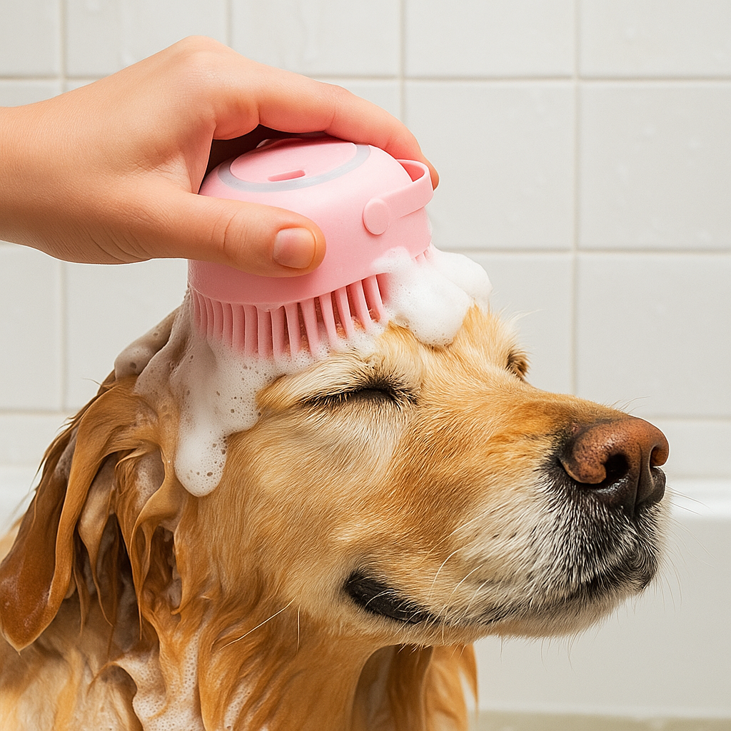 Mizkotas - Cepillo Silicona 2 en 1 con Dispensador de Champú para Mascotas