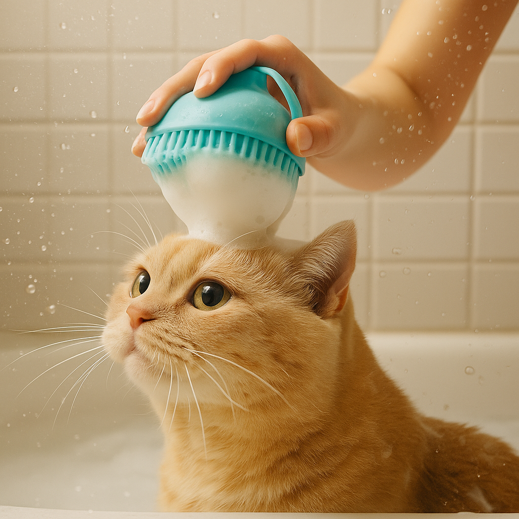 Mizkotas - Cepillo Silicona 2 en 1 con Dispensador de Champú para Mascotas