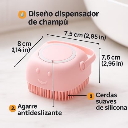 Mizkotas - Cepillo Silicona 2 en 1 con Dispensador de Champú para Mascotas