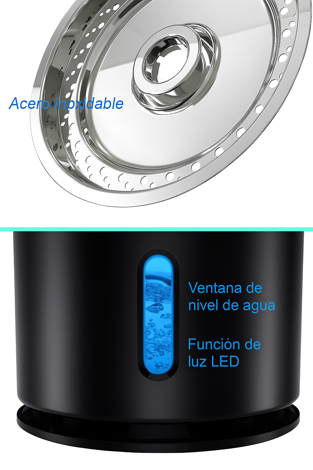 Mizkotas - Fuente Automática 2.4L con Bomba Inteligente y LED para Gatos
