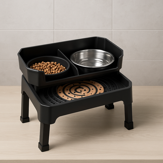 Mizkotas - Set Elevado 4 en 1 con Slow Feeder y 2 Cuencos Antiderrame 1.6 L