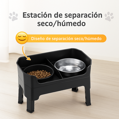 Mizkotas - Set Elevado 4 en 1 con Slow Feeder y 2 Cuencos Antiderrame 1.6 L