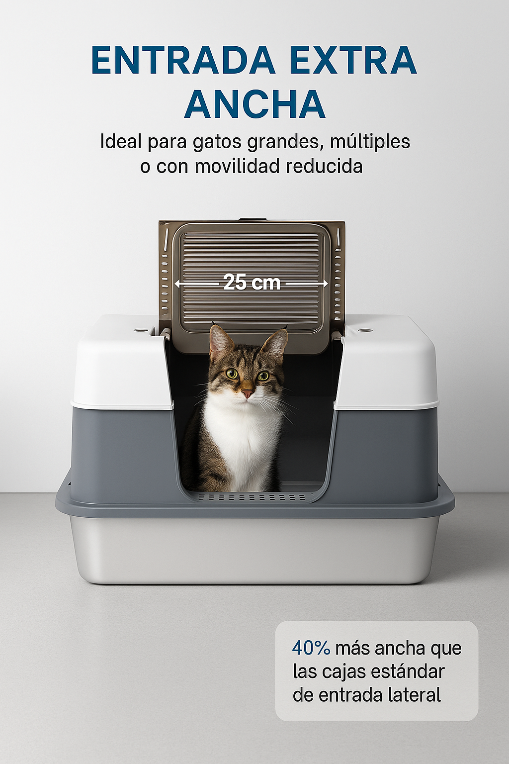 Mizkotas CleanBox Pro – Caja de Arena Inoxidable para Gatos